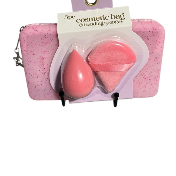 3pc Cosmetic Bag & Makeup Sponge Set – Pink Glitter NWT - Picture 1 of 5